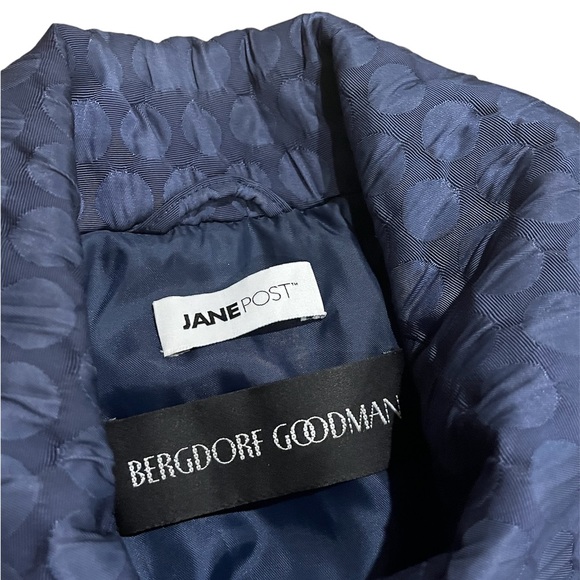 Bergdorf Goodman and Jane Post Navy coat with embossed polka dot detail - Picture 3 of 7